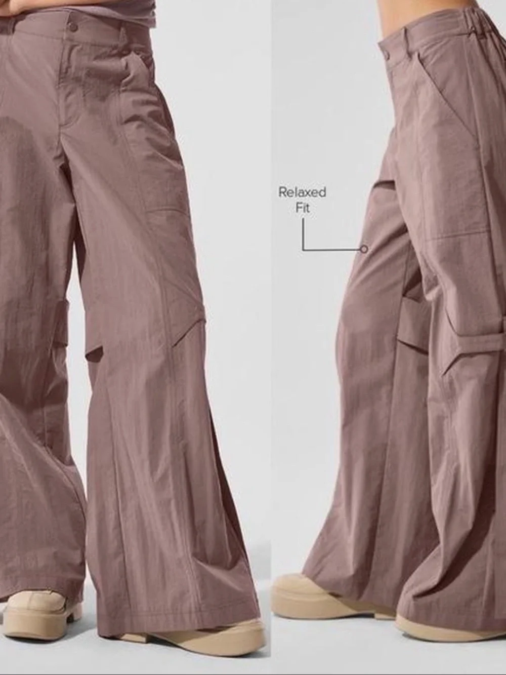 ALO Yoga Wide-Leg Cargo Pants in Mauve